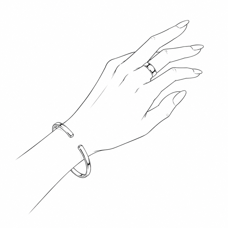 AHI Jewels model wearing rings and necklace