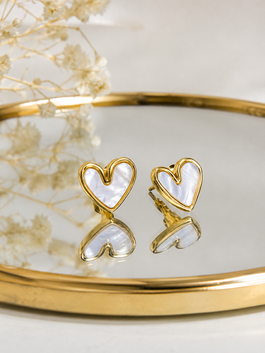 Opal Heart Studs
